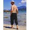 image:imageCOOFANDY Mens Casual Pants Linen Capri Harem Pants Loose Fit Baggy Pants Lightweight Beach Yoga TrousersBlack