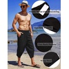 image:imageCOOFANDY Mens Casual Pants Linen Capri Harem Pants Loose Fit Baggy Pants Lightweight Beach Yoga TrousersBlack