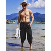 image:imageCOOFANDY Mens Casual Pants Linen Capri Harem Pants Loose Fit Baggy Pants Lightweight Beach Yoga TrousersBlack