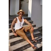 image:imageCOOFANDY Mens Casual Pants Linen Capri Harem Pants Loose Fit Baggy Pants Lightweight Beach Yoga TrousersBrown