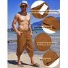 image:imageCOOFANDY Mens Casual Pants Linen Capri Harem Pants Loose Fit Baggy Pants Lightweight Beach Yoga TrousersBrown