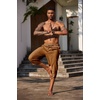 image:imageCOOFANDY Mens Casual Pants Linen Capri Harem Pants Loose Fit Baggy Pants Lightweight Beach Yoga TrousersBrown
