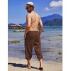 image:imageCOOFANDY Mens Casual Pants Linen Capri Harem Pants Loose Fit Baggy Pants Lightweight Beach Yoga TrousersCoffee
