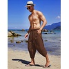 image:imageCOOFANDY Mens Casual Pants Linen Capri Harem Pants Loose Fit Baggy Pants Lightweight Beach Yoga TrousersCoffee