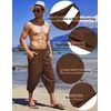 image:imageCOOFANDY Mens Casual Pants Linen Capri Harem Pants Loose Fit Baggy Pants Lightweight Beach Yoga TrousersCoffee