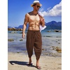 image:imageCOOFANDY Mens Casual Pants Linen Capri Harem Pants Loose Fit Baggy Pants Lightweight Beach Yoga TrousersCoffee
