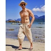 image:imageCOOFANDY Mens Casual Pants Linen Capri Harem Pants Loose Fit Baggy Pants Lightweight Beach Yoga TrousersKhaki