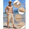 image:imageCOOFANDY Mens Casual Pants Linen Capri Harem Pants Loose Fit Baggy Pants Lightweight Beach Yoga TrousersKhaki