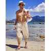 image:imageCOOFANDY Mens Casual Pants Linen Capri Harem Pants Loose Fit Baggy Pants Lightweight Beach Yoga TrousersKhaki