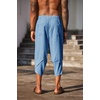 image:imageCOOFANDY Mens Casual Pants Linen Capri Harem Pants Loose Fit Baggy Pants Lightweight Beach Yoga TrousersLight Blue