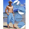 image:imageCOOFANDY Mens Casual Pants Linen Capri Harem Pants Loose Fit Baggy Pants Lightweight Beach Yoga TrousersLight Blue
