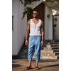 image:imageCOOFANDY Mens Casual Pants Linen Capri Harem Pants Loose Fit Baggy Pants Lightweight Beach Yoga TrousersLight Blue