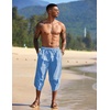 image:imageCOOFANDY Mens Casual Pants Linen Capri Harem Pants Loose Fit Baggy Pants Lightweight Beach Yoga TrousersLight Blue