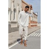 image:imageCOOFANDY Mens Casual Pants Linen Capri Harem Pants Loose Fit Baggy Pants Lightweight Beach Yoga TrousersLinen Khaki
