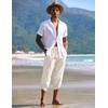 image:imageCOOFANDY Mens Casual Pants Linen Capri Harem Pants Loose Fit Baggy Pants Lightweight Beach Yoga TrousersLinen Khaki