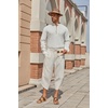 image:imageCOOFANDY Mens Casual Pants Linen Capri Harem Pants Loose Fit Baggy Pants Lightweight Beach Yoga TrousersLinen Khaki