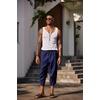 image:imageCOOFANDY Mens Casual Pants Linen Capri Harem Pants Loose Fit Baggy Pants Lightweight Beach Yoga TrousersNavy Blue