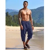 image:imageCOOFANDY Mens Casual Pants Linen Capri Harem Pants Loose Fit Baggy Pants Lightweight Beach Yoga TrousersNavy Blue