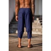 image:imageCOOFANDY Mens Casual Pants Linen Capri Harem Pants Loose Fit Baggy Pants Lightweight Beach Yoga TrousersNavy Blue