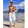 image:imageCOOFANDY Mens Casual Pants Linen Capri Harem Pants Loose Fit Baggy Pants Lightweight Beach Yoga TrousersWhite