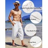image:imageCOOFANDY Mens Casual Pants Linen Capri Harem Pants Loose Fit Baggy Pants Lightweight Beach Yoga TrousersWhite