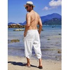 image:imageCOOFANDY Mens Casual Pants Linen Capri Harem Pants Loose Fit Baggy Pants Lightweight Beach Yoga TrousersWhite