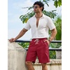 image:imageCOOFANDY Mens Casual Shorts 9 Summer Beach Shorts Drawstring Elastic Waist Shorts with PocketsDark Red