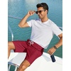 image:imageCOOFANDY Mens Casual Shorts 9 Summer Beach Shorts Drawstring Elastic Waist Shorts with PocketsDark Red