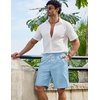 image:imageCOOFANDY Mens Casual Shorts 9 Summer Beach Shorts Drawstring Elastic Waist Shorts with PocketsLight Blue