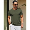 image:imageCOOFANDY Mens Casual TShirts Short Sleeve Crewneck Pullover Classic Knit Tee ShirtsArmy Green