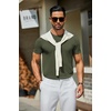 image:imageCOOFANDY Mens Casual TShirts Short Sleeve Crewneck Pullover Classic Knit Tee ShirtsArmy Green