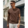 image:imageCOOFANDY Mens Casual TShirts Short Sleeve Crewneck Pullover Classic Knit Tee ShirtsBrown