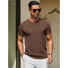 image:imageCOOFANDY Mens Casual TShirts Short Sleeve Crewneck Pullover Classic Knit Tee ShirtsBrown