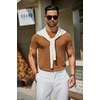 image:imageCOOFANDY Mens Casual TShirts Short Sleeve Crewneck Pullover Classic Knit Tee ShirtsCaramel