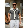 image:imageCOOFANDY Mens Casual TShirts Short Sleeve Crewneck Pullover Classic Knit Tee ShirtsDark Grey