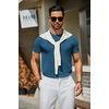 image:imageCOOFANDY Mens Casual TShirts Short Sleeve Crewneck Pullover Classic Knit Tee ShirtsDemin Blue