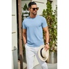 image:imageCOOFANDY Mens Casual TShirts Short Sleeve Crewneck Pullover Classic Knit Tee ShirtsLight Blue