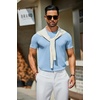 image:imageCOOFANDY Mens Casual TShirts Short Sleeve Crewneck Pullover Classic Knit Tee ShirtsLight Blue