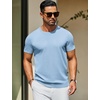 image:imageCOOFANDY Mens Casual TShirts Short Sleeve Crewneck Pullover Classic Knit Tee ShirtsLight Blue