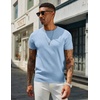 image:imageCOOFANDY Mens Casual TShirts Short Sleeve Crewneck Pullover Classic Knit Tee ShirtsLight Blue