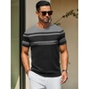 image:imageCOOFANDY Mens Casual TShirts Short Sleeve Crewneck Pullover Classic Knit Tee ShirtsStripe  Black  Grey