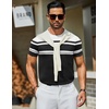 image:imageCOOFANDY Mens Casual TShirts Short Sleeve Crewneck Pullover Classic Knit Tee ShirtsStripe  Black  White