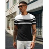 image:imageCOOFANDY Mens Casual TShirts Short Sleeve Crewneck Pullover Classic Knit Tee ShirtsStripe  Black  White