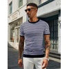 image:imageCOOFANDY Mens Casual TShirts Short Sleeve Crewneck Pullover Classic Knit Tee ShirtsStripe  Navy