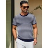 image:imageCOOFANDY Mens Casual TShirts Short Sleeve Crewneck Pullover Classic Knit Tee ShirtsStripe  Navy