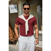 image:imageCOOFANDY Mens Casual TShirts Short Sleeve Crewneck Pullover Classic Knit Tee ShirtsWine Red