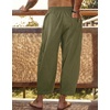 image:imageCOOFANDY Mens Cotton Linen Harem Pants Drawstring Casual Cropped Trousers Lightweight Loose Beach Yoga Pants with PocketsArmy Green