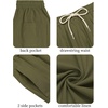 image:imageCOOFANDY Mens Cotton Linen Harem Pants Drawstring Casual Cropped Trousers Lightweight Loose Beach Yoga Pants with PocketsArmy Green