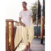 image:imageCOOFANDY Mens Cotton Linen Harem Pants Drawstring Casual Cropped Trousers Lightweight Loose Beach Yoga Pants with PocketsBeige