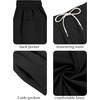 image:imageCOOFANDY Mens Cotton Linen Harem Pants Drawstring Casual Cropped Trousers Lightweight Loose Beach Yoga Pants with PocketsBlack